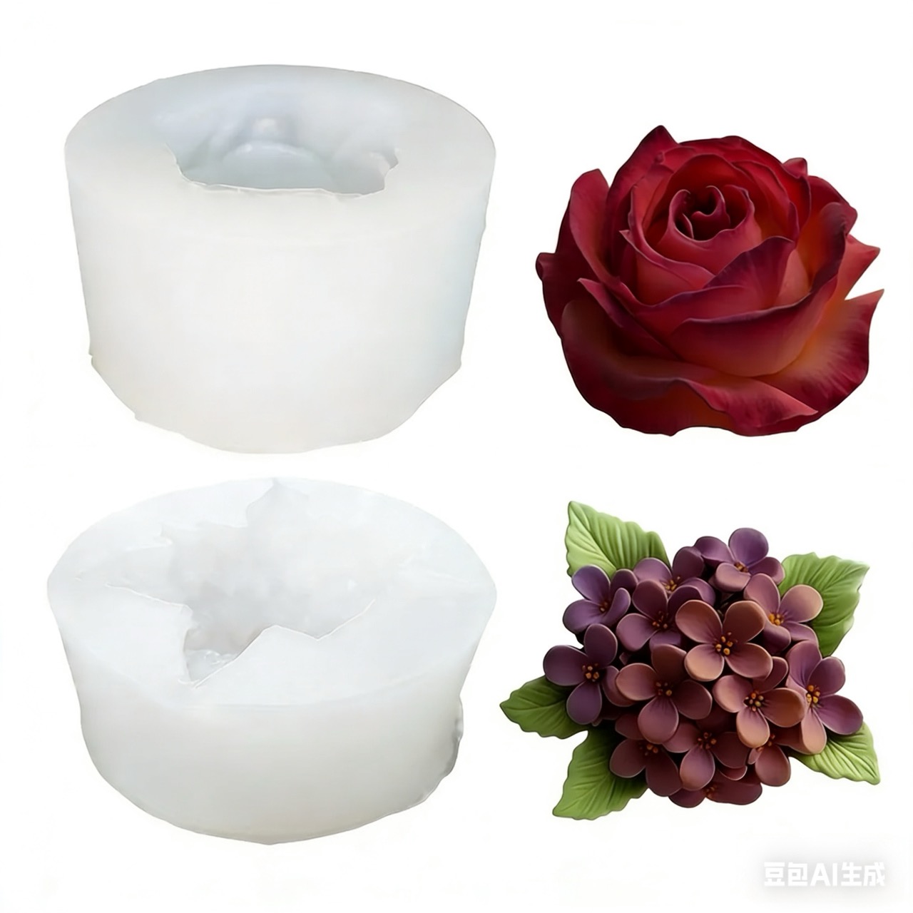 Soap Making Art - قطعتان من قوالب السيليكون لزهرة الورد